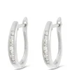 Channel Set Diamond Hoops, 14K White Gold Sale
