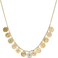 Charm Necklace with 13 Discs, 14K Yellow Gold Hot