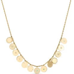 Charm Necklace with 13 Discs, 14K Yellow Gold Hot