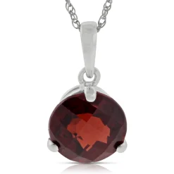 Checkered Garnet Pendant 14K, 8mm