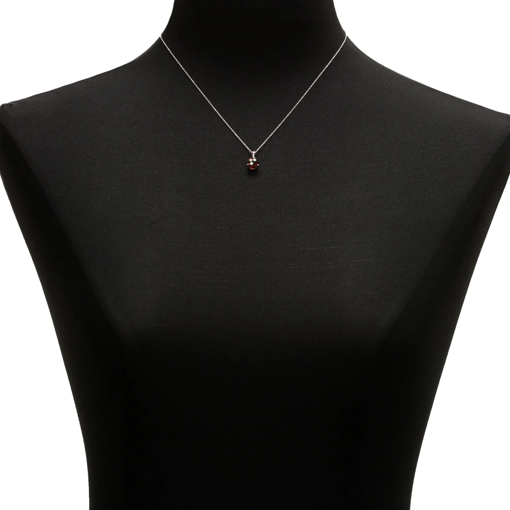 Checkered Garnet Pendant 14K, 8mm