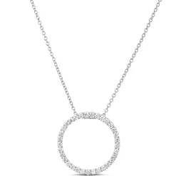 Circle Diamond Pendant Necklace, 14K White Gold Discount