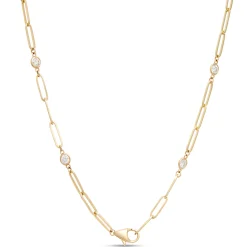 Classic 18-Inch Round Diamond Station Necklace, 1 ½ Total Carat Weight, 14K Yellow Gold Sale