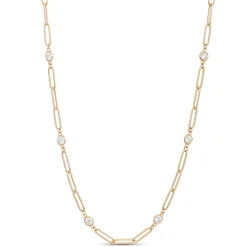 Classic 18-Inch Round Diamond Station Necklace, 1 ½ Total Carat Weight, 14K Yellow Gold Sale