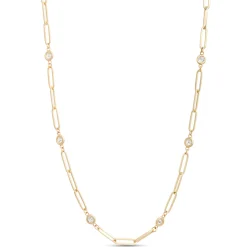 Classic 18-Inch Round Diamond Station Necklace, 1 ½ Total Carat Weight, 14K Yellow Gold Sale