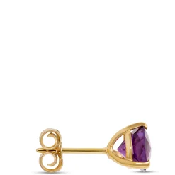 Classic Round Amethyst Studs, 14K Yellow Gold Discount