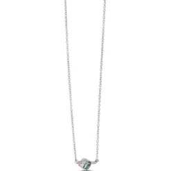 Classic Round Blue Topaz Bar Pendant, 14K Yellow Gold New
