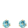 Classic Round Blue Topaz Studs, 14K Yellow Gold Outlet