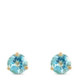 Classic Round Blue Topaz Studs, 14K Yellow Gold Outlet