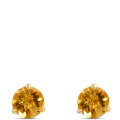 Classic Round Citrine Studs, 14K Yellow Gold Outlet