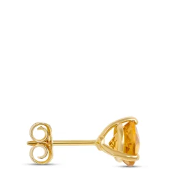 Classic Round Citrine Studs, 14K Yellow Gold Outlet