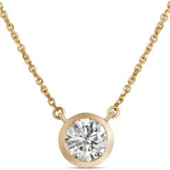 Classic Round Diamond Bezel Pendant, ⅔ Carat Total Weight, 18K Yellow Gold Discount
