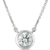 Classic Round Diamond Bezel Pendant, ½ Carat Total Weight, 18K White Gold Online