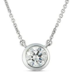 Classic Round Diamond Bezel Pendant, ½ Carat Total Weight, 18K White Gold Online