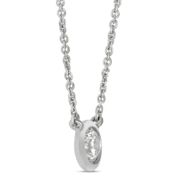 Classic Round Diamond Bezel Pendant, ⅓ Carat Total Weight, 18K White Gold