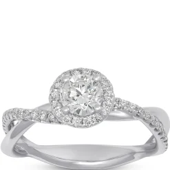 Classic Round Diamond Engagement Ring, 1 Carat Total Weight, 14K White Gold Clearance