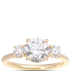 Classic Round Diamond Engagement Ring, 2 Carat Total Weight 18K Yellow Gold