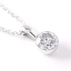 Classic Round Diamond Invisible Bezel Pendant, ½ Carat Total Weight, 14K White Gold Clearance