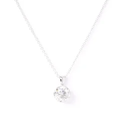 Classic Round Diamond Invisible Bezel Pendant, 1 Carat Total Weight, 14K White Gold Outlet