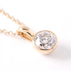 Classic Round Diamond Invisible Bezel Pendant, ½ Carat Total Weight, 14K Yellow Gold Clearance