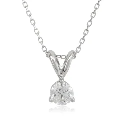 Classic Round Diamond Pendant, ⅓ Carat Total Weight, 14K White Gold Best