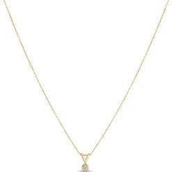 Classic Round Diamond Pendant, 1/5 Carat Total Weight, 14K Yellow Gold Hot