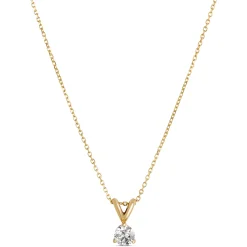 Classic Round Diamond Pendant, ⅓ Carat Total Weight, 14K Yellow Gold New