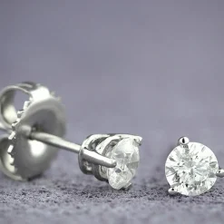 Classic Round Diamond Studs, 1/2 Carat Total Weight, in 14K White Gold Clearance