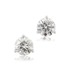 Classic Round Diamond Studs, 1 Carat Total Weight, in 14K White Gold New