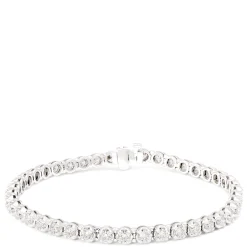 Classic Round Diamond Tennis Bracelet, 8 Carat Total Weight, 14K White Gold New