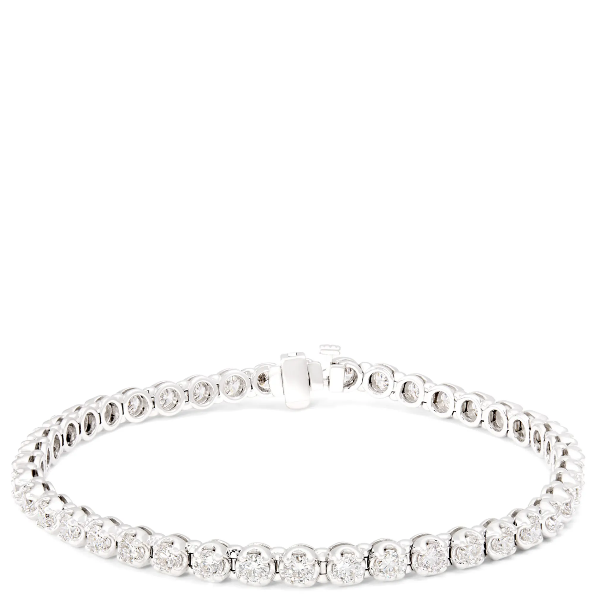 Classic Round Diamond Tennis Bracelet, 8 Carat Total Weight, 14K White Gold New