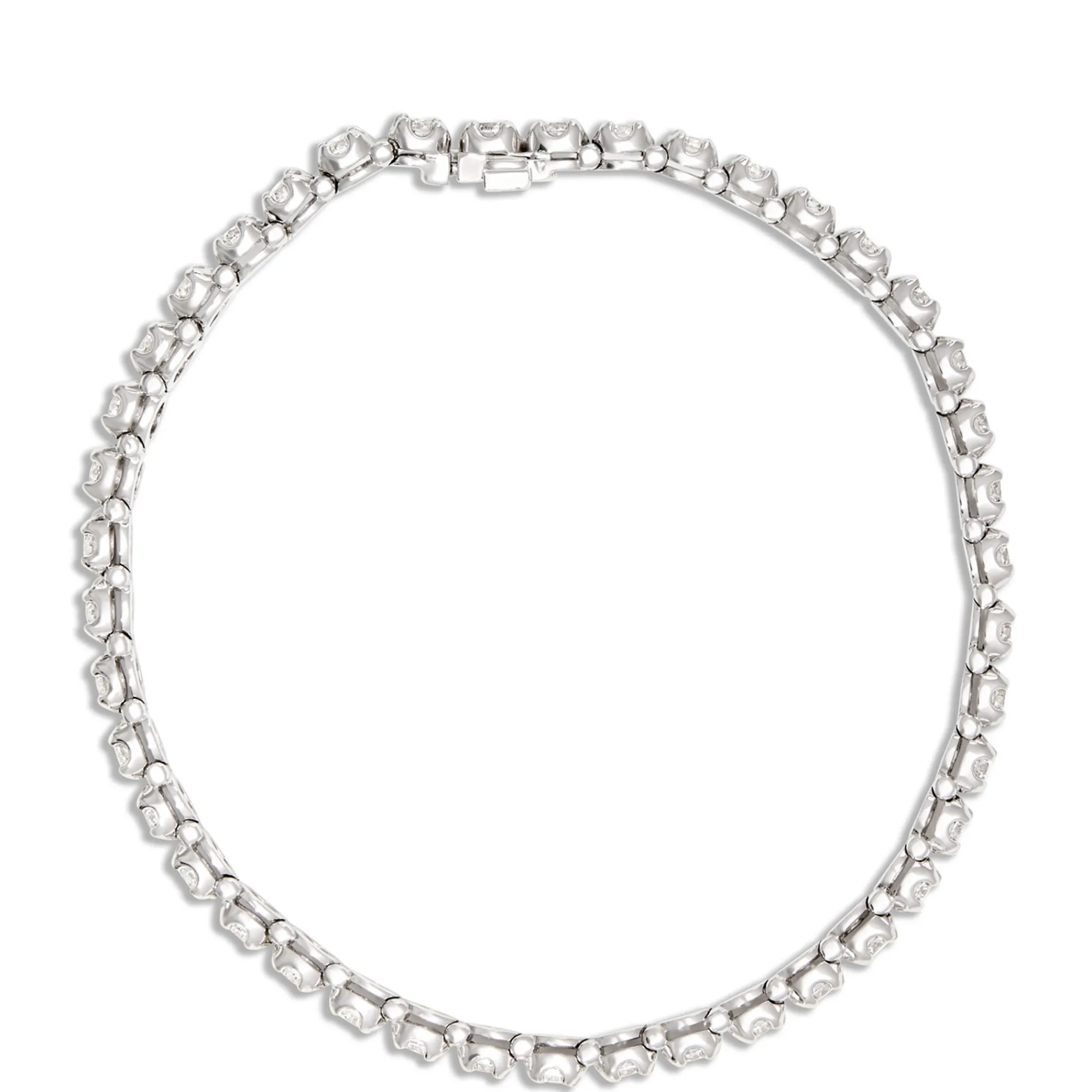 Classic Round Diamond Tennis Bracelet, 8 Carat Total Weight, 14K White Gold New