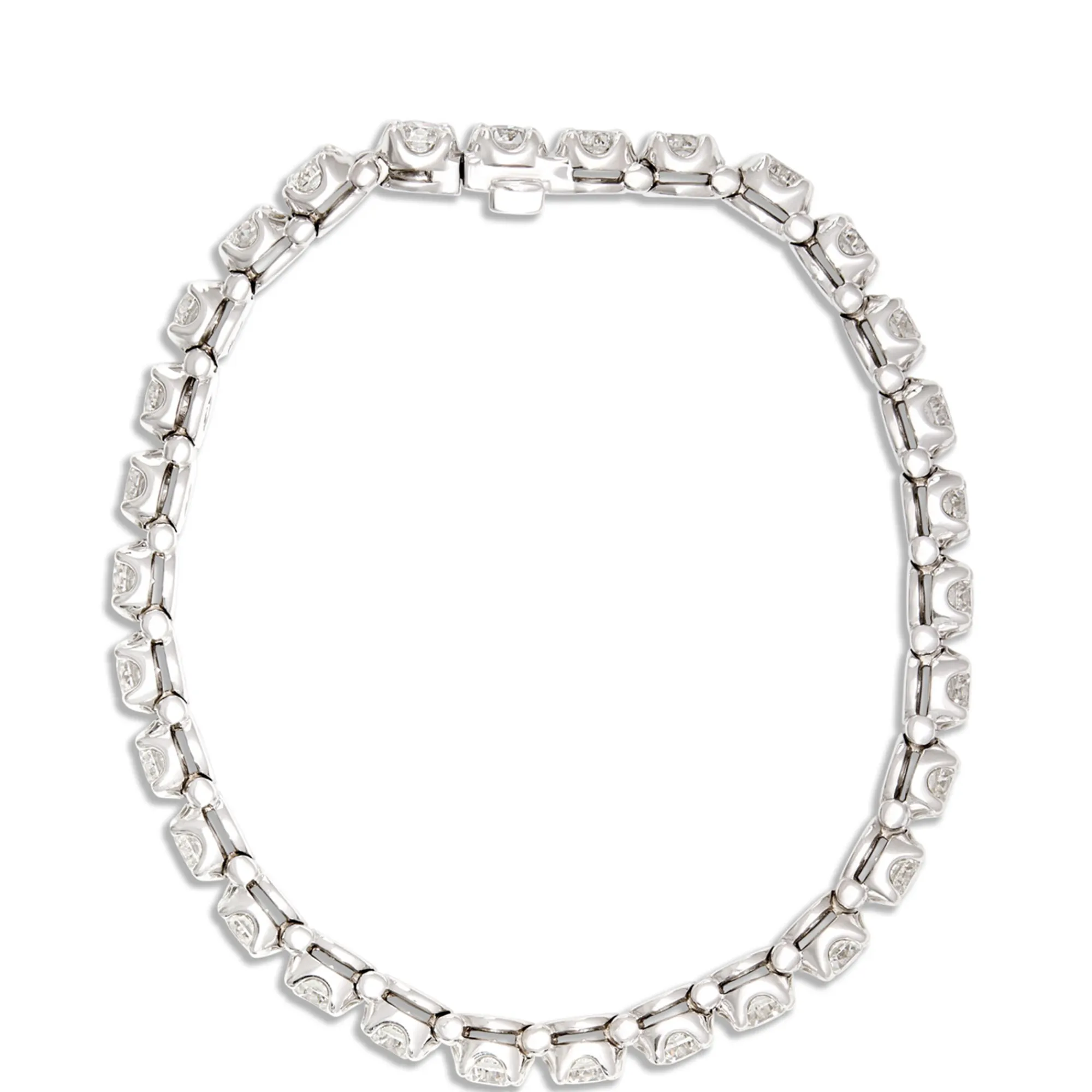 Classic Round Diamond Tennis Bracelet, 10 Total Carat Weight, 14K White Gold Sale