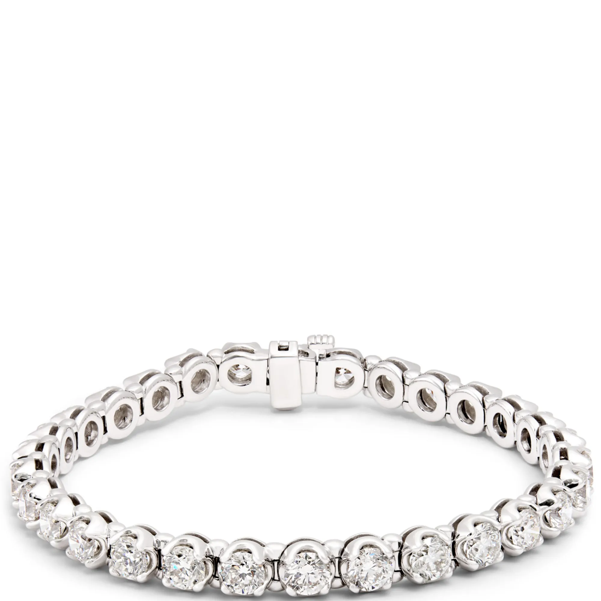 Classic Round Diamond Tennis Bracelet, 10 Total Carat Weight, 14K White Gold Sale