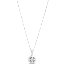 Classic Round Sapphire Diamond Halo Necklace, 1/10 Total Carat Weight, 14K White Gold Online