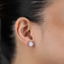 Cluster Diamond Studs, 1 Carat Total Weight, 14K White Gold Discount