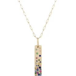 Confetti Rainbow Sapphire Pendant, 14K Yellow Gold Discount