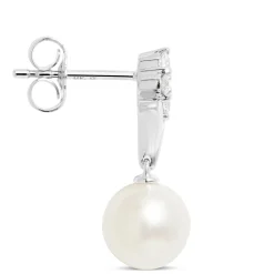 Cultured Freshwater Pearl and Diamond Dangle Earrings, 14K White Gold Best