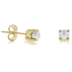 Cultured Freshwater Pearl Stud Earrings 14K New