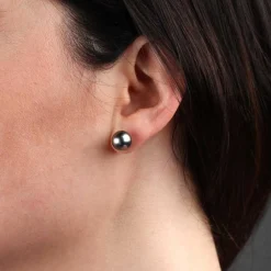 Cultured South Sea Tahitian Pearl & Diamond Earrings, 14K White Gold Hot