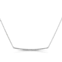 Curved Diamond Bar Necklace 14K Hot