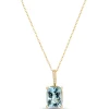 Cushion Aquamarine and Diamond Necklace, 1/10 Total Carat Weight, 14K Yellow Gold Online