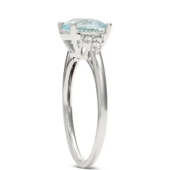 Cushion Aquamarine & Diamond Rings 14K Discount