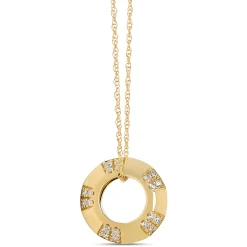 Diamond Circle Pendant, 14k Yellow Gold Hot