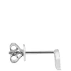 Diamond Circle Single Stud Earring, 14K White Gold New