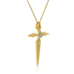 Diamond Cluster Cross Necklace 14K Discount