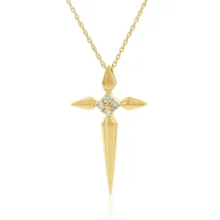 Diamond Cluster Cross Necklace 14K Discount