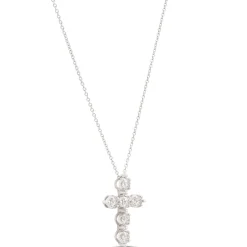 Diamond Cross Necklace, 14K White Gold Discount