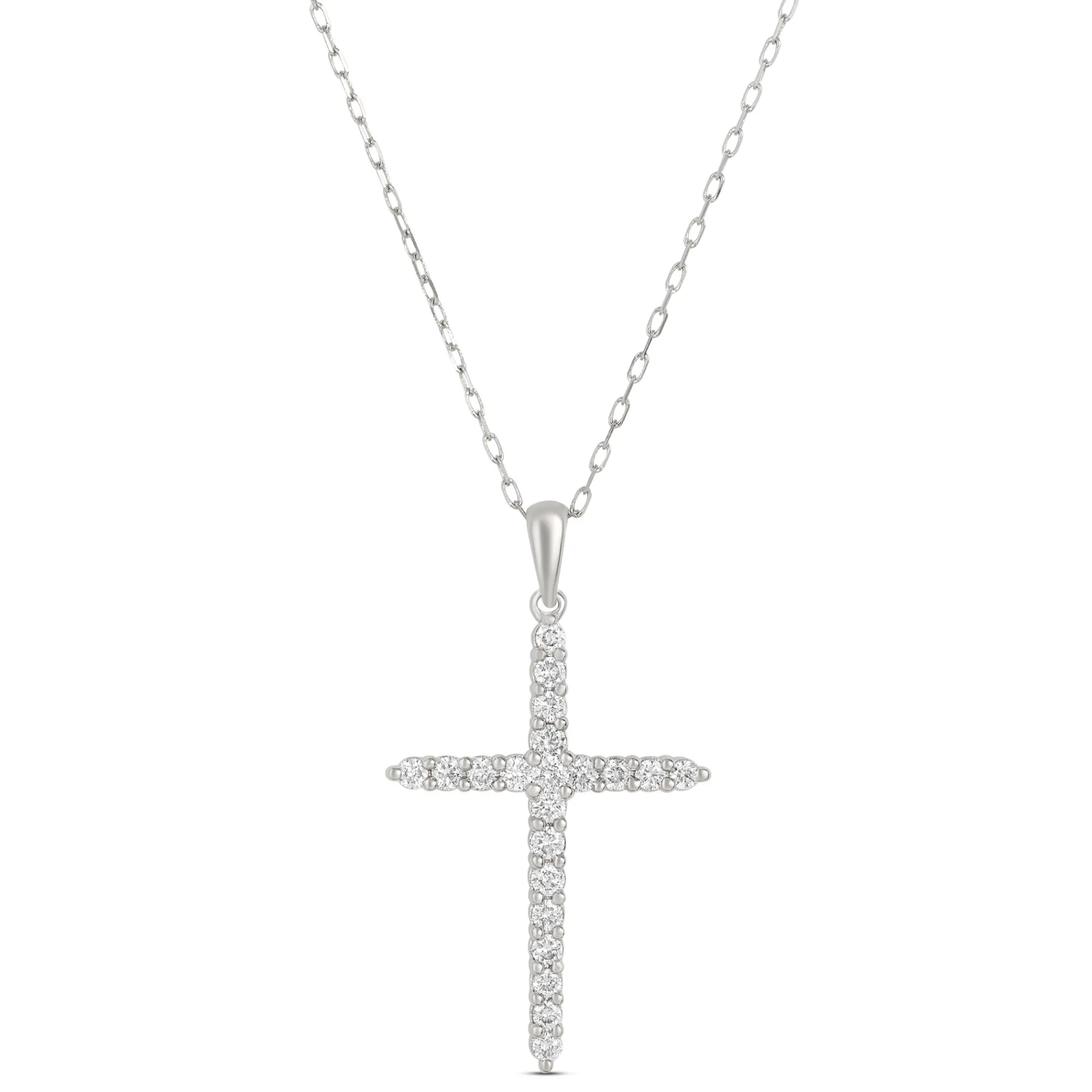 Diamond Cross Pendant, 14K White Gold Hot