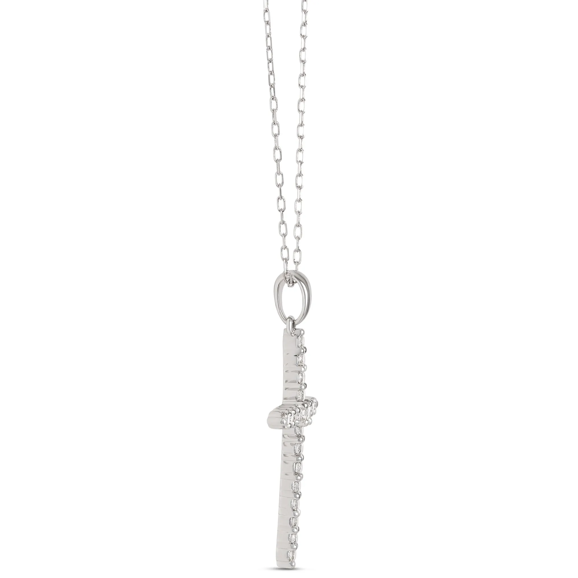 Diamond Cross Pendant, 14K White Gold Hot